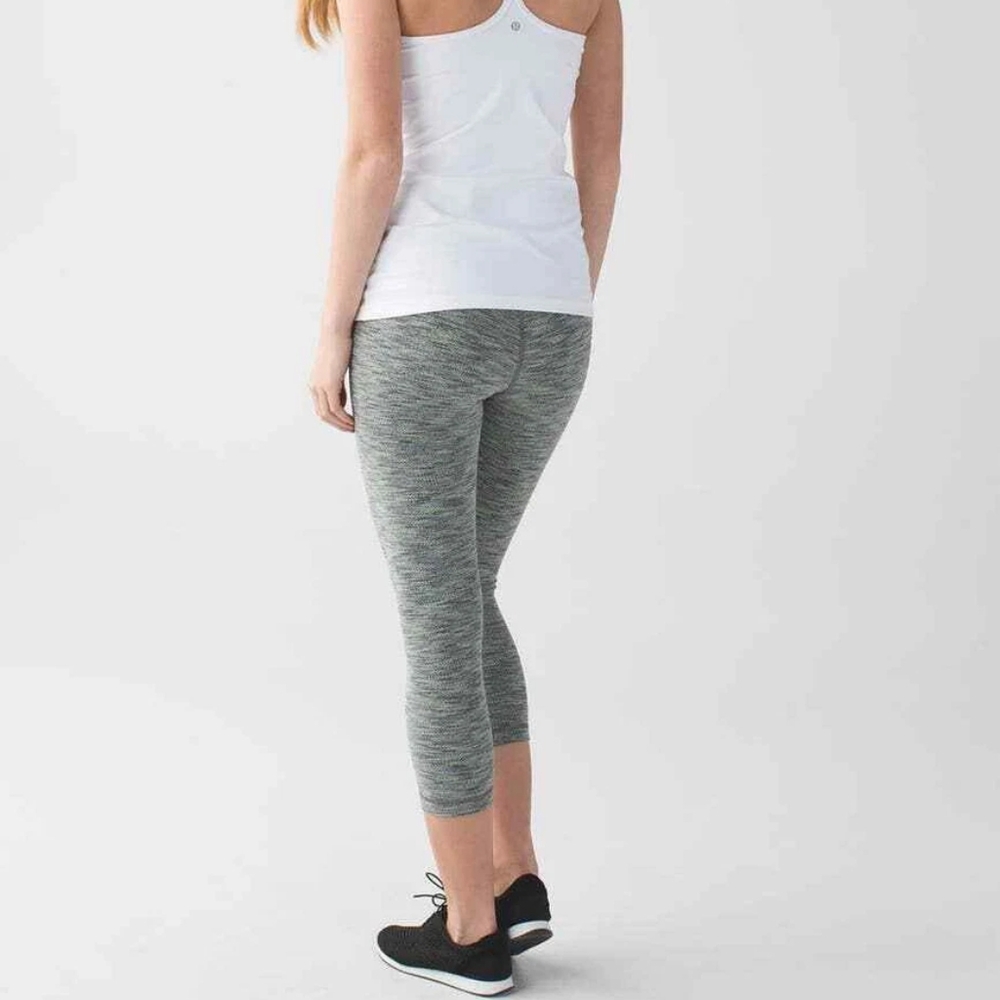 EUC 💎 Lululemon Wunder Under Crop Leggings 4 Green Space Dye Mid Rise SIZE 4 - Picture 2 of 8